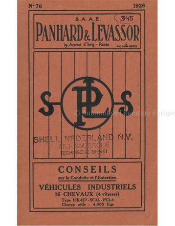 1926 PANHARD & LEVASSOR INDUSTRIAL VEHICLES