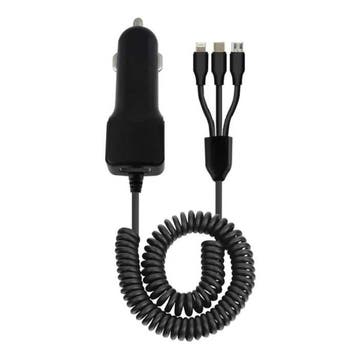 3 in 1 USB Autolader/Carcharger voor iPhone Lightning /, Verzenden