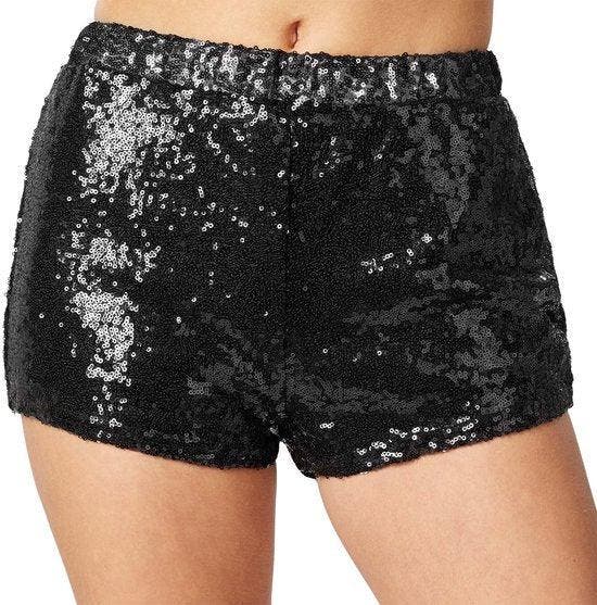 2dekans | Dressforfun Pailletten-short zwart M -, Kinderen en Baby's, Carnavalskleding en Verkleedspullen, Ophalen of Verzenden