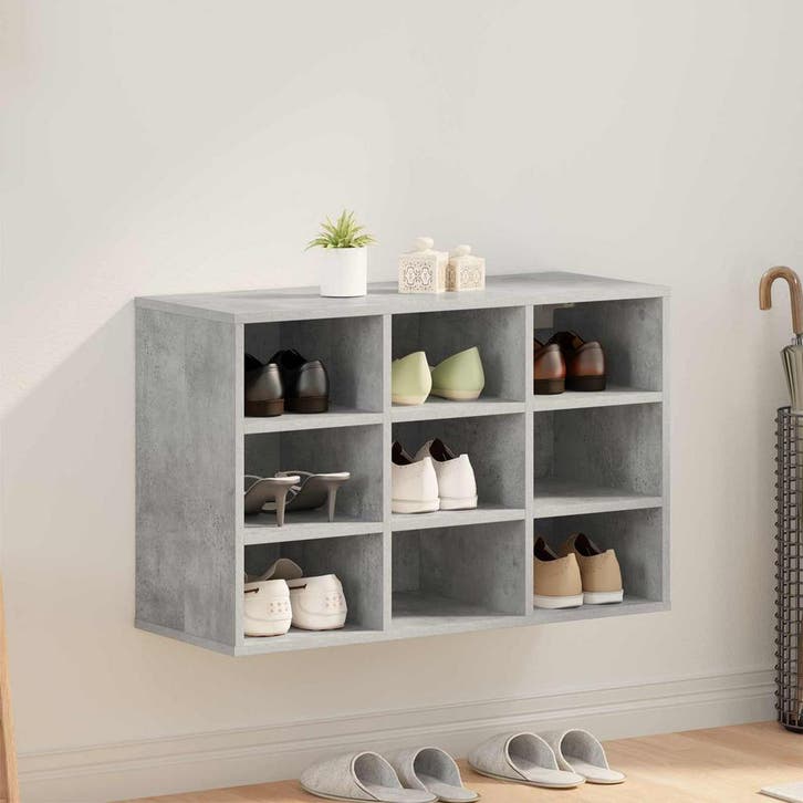 vidaXL Schoenenkast Betongrijs 77,5 x 30 x 51 cm Bewerkt, Huis en Inrichting, Kasten | Schoenenkasten, Nieuw, Verzenden