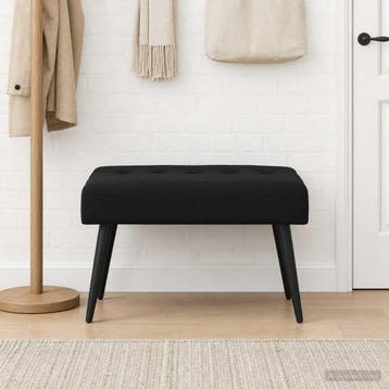 vidaXL Bank met knopen tufting Zwart 60 x 40 x 45 cm fluweel, Verzenden