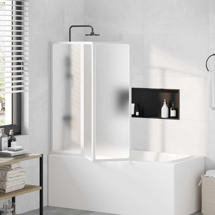 vidaXL Badscherm 3 panelen vouwbaar 117 x 120 cm, Doe-het-zelf en Bouw, Sanitair, Nieuw, Verzenden