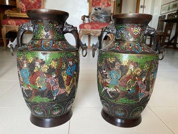 Vaas - Metaal - Japan - Cloisonné-emaille (Zonder