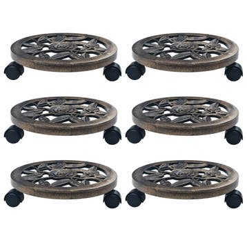 vidaXL Plantentrolleys 6 st 30 cm kunststof bronskleurig, Tuin en Terras, Bloembakken en Plantenbakken, Verzenden, Nieuw