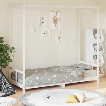 vidaXL Kinderbedframe 80x200 cm massief grenenhout wit, Verzenden
