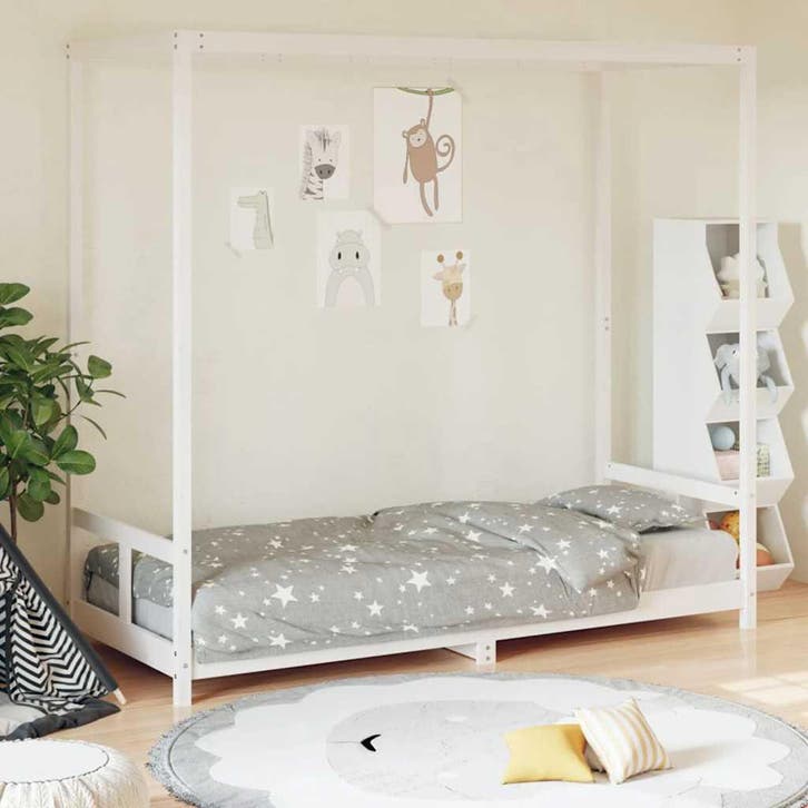 vidaXL Kinderbedframe 80x200 cm massief grenenhout wit, Kinderen en Baby's, Kinderkamer | Bedden, Nieuw, Verzenden