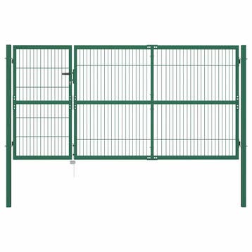 vidaXL Tuinhek met palen 350x140 cm staal groen, Verzenden