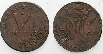 Cu 6 Pfennig 1760 Rheda Grafschaft Tecklenburg en Herrsch..., Verzenden, België