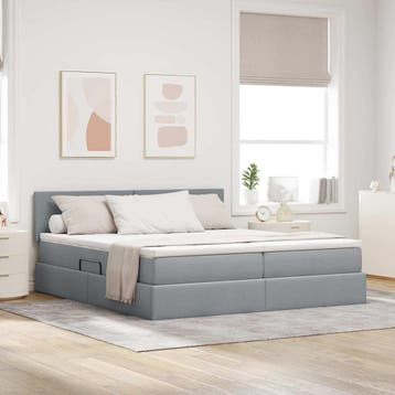 vidaXL Opbergbed met matras Lichtgrijs 200 x 200 cm, Verzenden, Nieuw