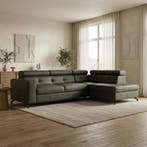 Leren hoekbank Nova - 2.5 zits + longchair - Toledo Verde, Ophalen of Verzenden