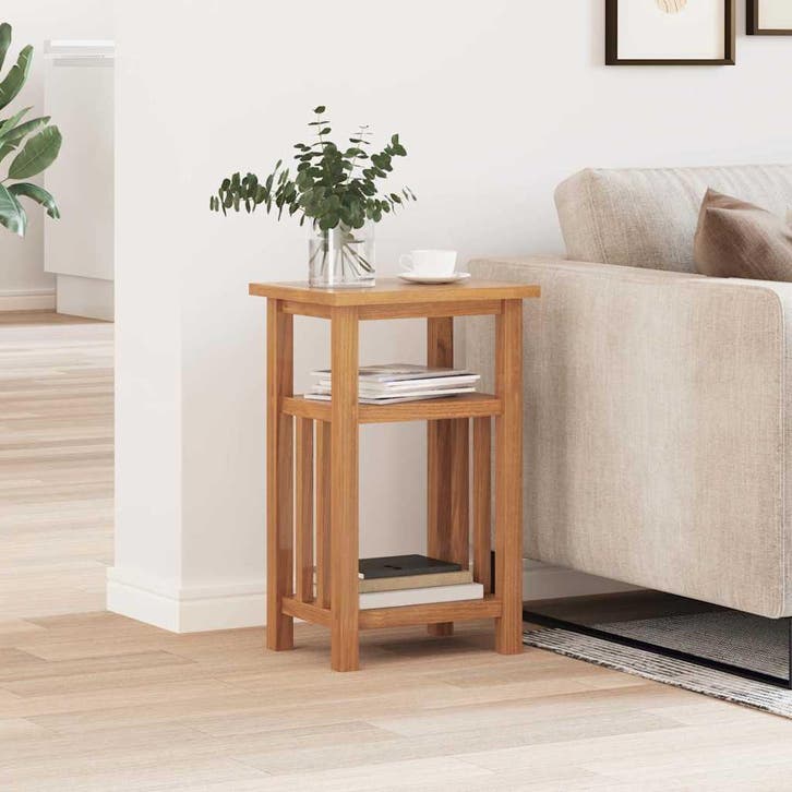 vidaXL Bijzettafel met tijdschrifthouder 27x35x55 cm massief, Maison & Meubles, Tables | Tables d'appoint, Envoi