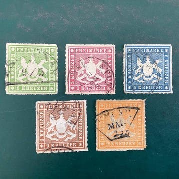 Württemberg 1865 - Émission complète du blason avec le sceau