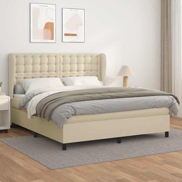 vidaXL Boxspring met matras kunstleer crèmekleurig 180x200, Verzenden, Nieuw