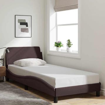 vidaXL Bedframe Dover 80x200 cm stof donkerbruin, Verzenden