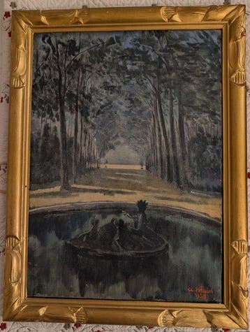 André Petain (XX) - Le bassin de Bacchus à Versailles, Antiquités & Art