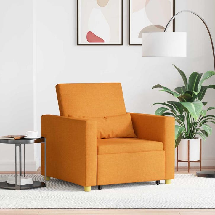 vidaXL Uittrekbare slaapbank eenpersoons Donkergeel 90 x 165, Huis en Inrichting, Fauteuils, Nieuw, Verzenden