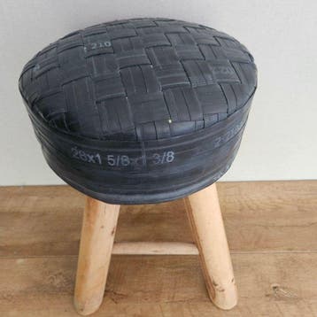 Tabouret - Caoutchouc, Bois - chambre à air de vélo