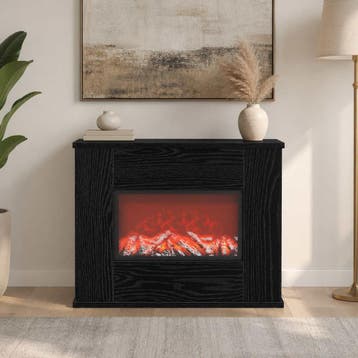 vidaXL Elektrische haard Zwart eiken 47 x 18 x 48 cm Bewerkt, Verzenden, Nieuw