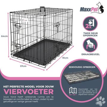 MaxxPet Hondenbench met Plaid - Zwart - Incl. Plaid - 91..., Dieren en Toebehoren, Hondenbenches, Ophalen of Verzenden, Nieuw