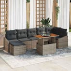 vidaXL Tuin Eettafel Set met kussen 8 pcs Grijs en Bruin, Verzenden, Nieuw