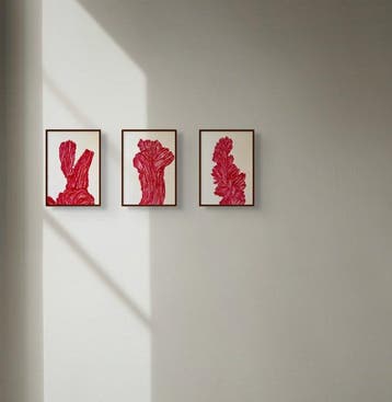 N. Magro - Collectables: “ Three bold cacti (in red):