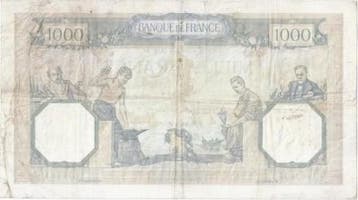 1 000 Francs France Fay 38/21 1000 Francs Ceres Et Mercur..., Verzenden, België