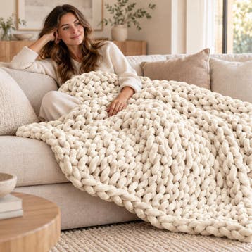 Couverture lestée à mailles larges 5 kg - crème - 130 x 150, Verzenden, Neuf