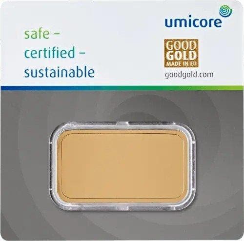 50 gram - Goud .999 - Umicore - Verzegeld en met certificaat, Postzegels en Munten, Edelmetalen en Baren