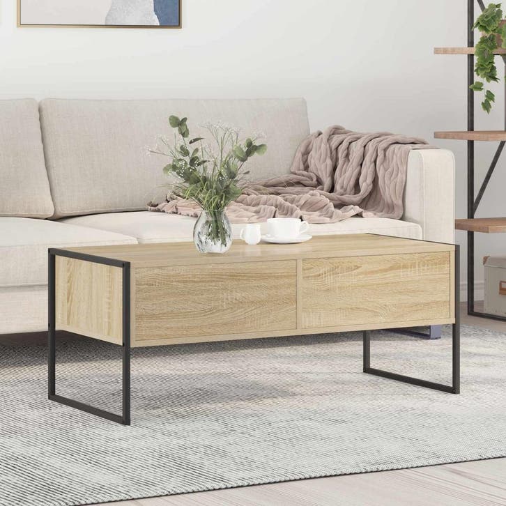 vidaXL Salontafel Sonoma 100 x 46 x 40 cm Bewerkt hout, Huis en Inrichting, Tafels | Salontafels, Nieuw, Verzenden