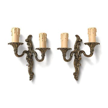 Wandkandelaar (2) - Franse wandlampen - Brons, Messing - Een
