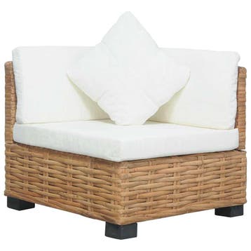 vidaXL Hoekbank met kussens natuurlijk rattan, Verzenden, Nieuw