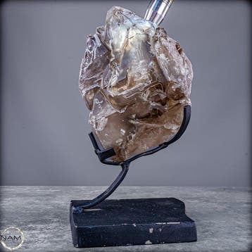 Rookkwarts-kristalgroep op metalen standaard – Groot