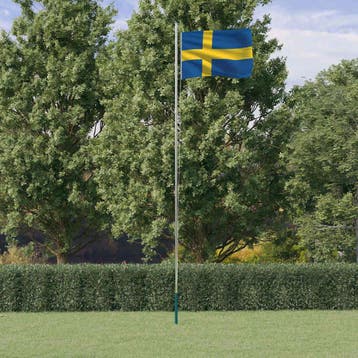vidaXL Vlag met vlaggenmast Zweden 6,08 m aluminium, Diversen, Vlaggen en Wimpels, Verzenden, Nieuw