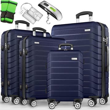 Kofferset - 4 delig - Trolley - Reiskoffer set - Blauw - Til, Verzenden, Nieuw