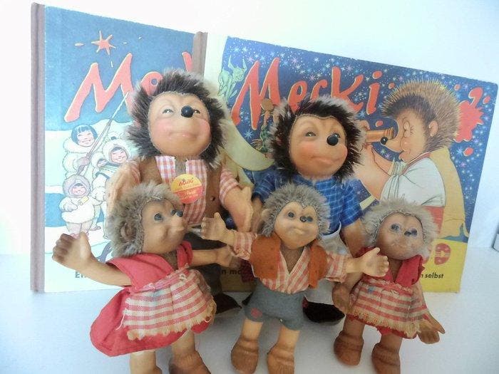 Steiff - Teddybeer Steiff Micki, Mecki und 3 Kinder, plus 2, Antiek en Kunst, Antiek | Speelgoed