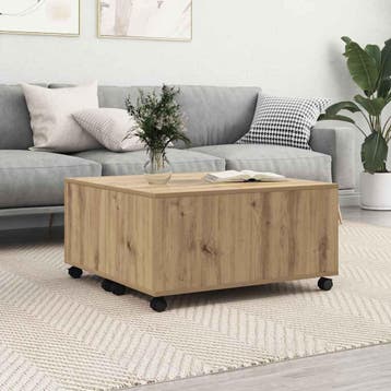 vidaXL Salontafel Artisan Eiken 75 x 75 x 38 cm Bewerkt hout, Verzenden, Nieuw