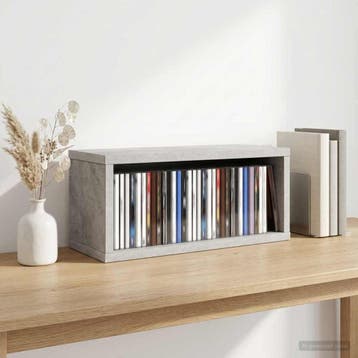 vidaXL CD Opslagrek Betongrijs 40 x 17 x 17 cm Bewerkt hout, Verzenden, Nieuw