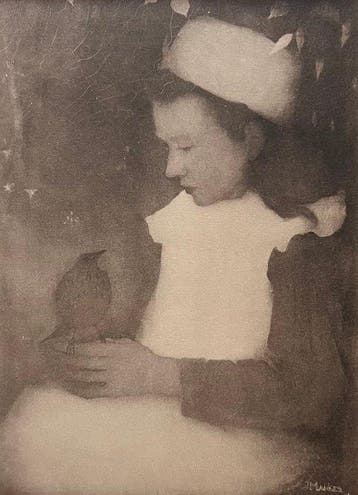 Jan Mankes (1889-1920) - Meisje met Lijster 1923 (Ingelijst)