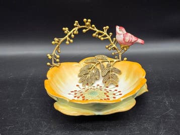 Bol - Porcelaine, Bronze - Oiseau