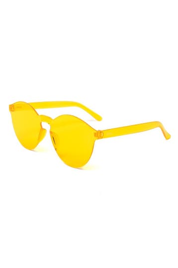 KIMU® Zonnebril Larry Zonder Montuur Gele Glazen Dames Heren, Ophalen of Verzenden, Nieuw