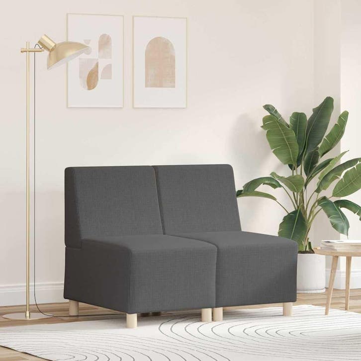 vidaXL Modulaire Sofa Eenheid Armless 2 pcs Donkergrijs, Huis en Inrichting, Zetels | Zetels, Nieuw, Verzenden