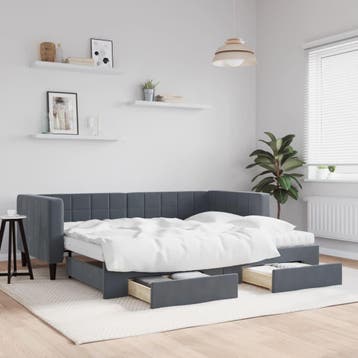 vidaXL Slaapbank onderschuifbed en lades 90x200 cm fluweel, Verzenden, Nieuw