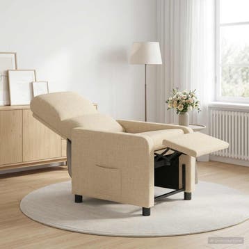 vidaXL Recliner Crèmekleurig Polyester, Verzenden