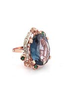 Zonder minimumprijs - Ring - 9 kt. Roségoud, Zilver Smaragd, Nieuw