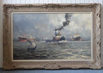 M. de Jongere (1912-1977) - Sleepboot Hector in de haven van