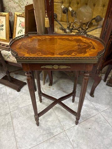 Salontafel - Palissander, Mahonie, Messing, Antiek en Kunst