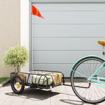 vidaXL Fietstrailer 122x53x31 cm ijzer zwart, Verzenden