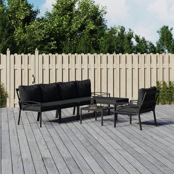 vidaXL 7-delige Loungeset met kussens staal grijs, Verzenden, Nieuw, Loungeset