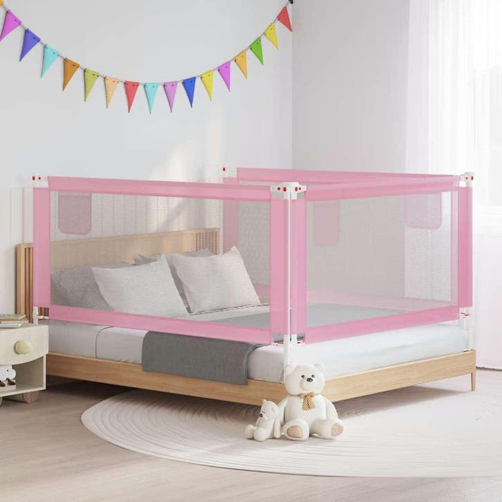 vidaXL Bedhekje peuter 180x25 cm stof roze, Enfants & Bébés, Barrières, Envoi