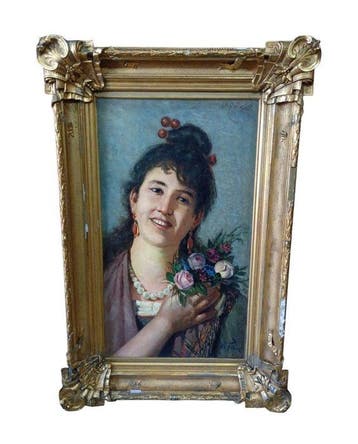 Gennaro De Felice (1889–1946) - Giovane donna con fiori, Antiek en Kunst